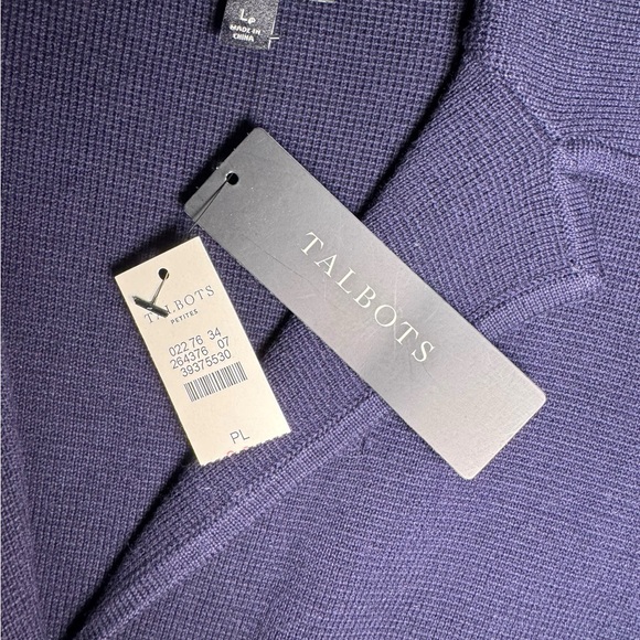 NWT Talbots NavyNautical Preppy Double Breasted Knit Sweater Blazer Large Petite - Picture 6 of 7